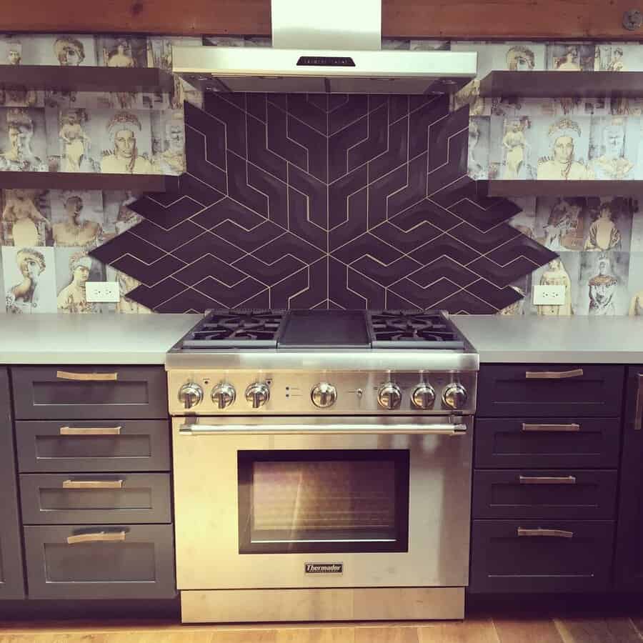 Wallpaper kitchen backsplash