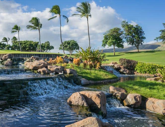 Ponds with waterfalls