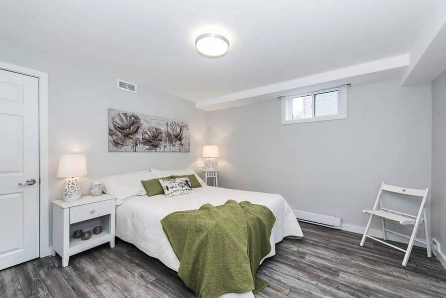 All-White Basement Bedroom