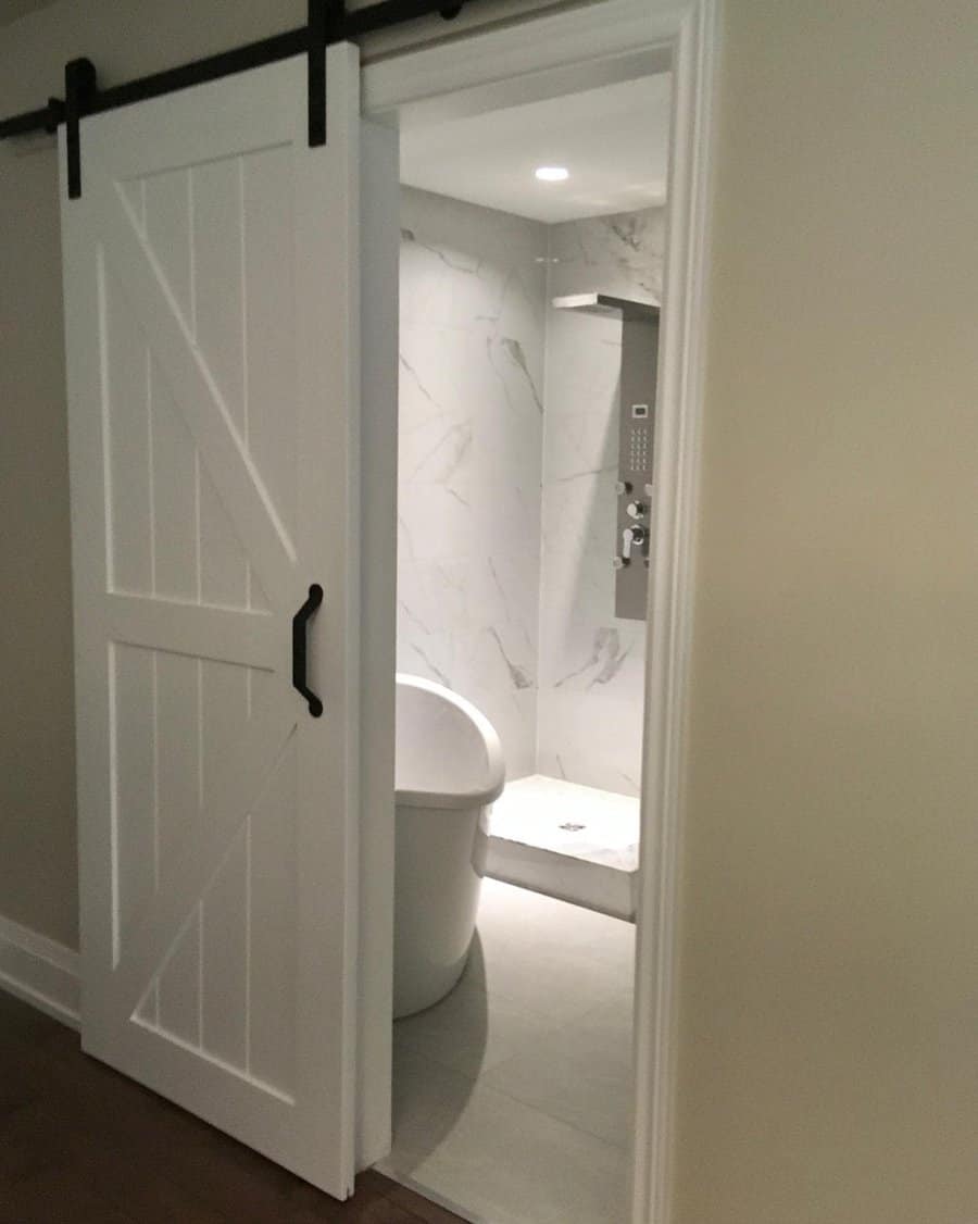 Farmhouse style sliding bathroom door