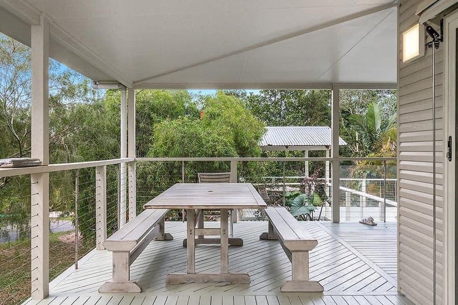 All white covered deck