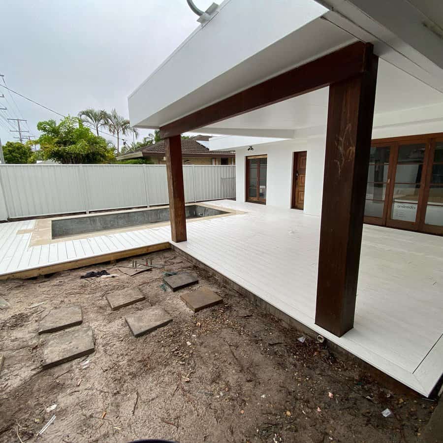 All white covered deck