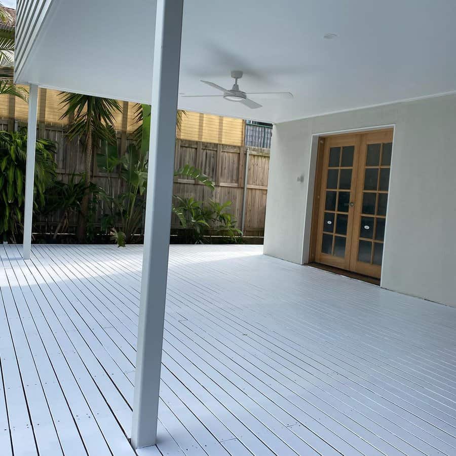 All white covered deck