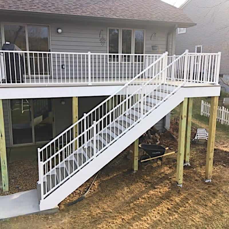 Full white deck railing