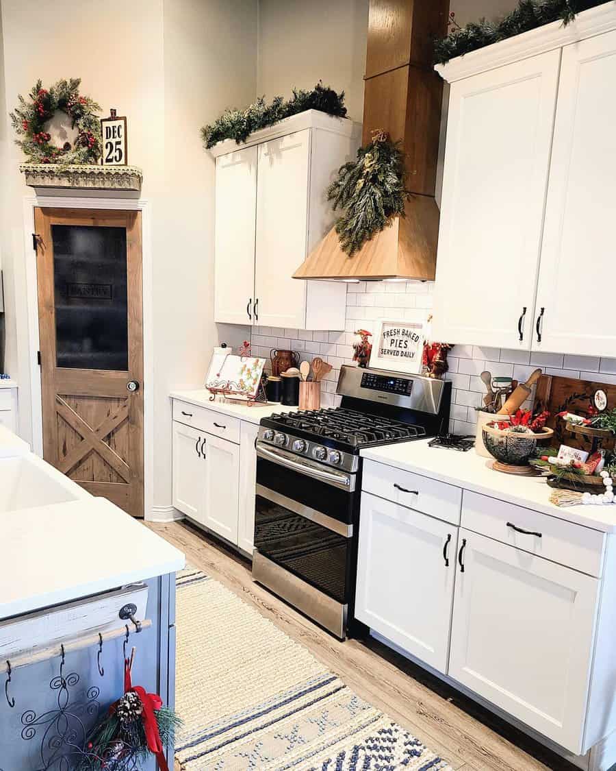 Farmhouse kitchen with seasonal decor