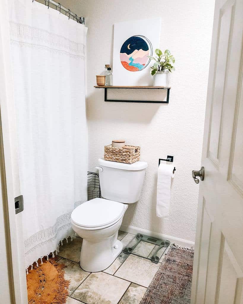 Minimalist white shower curtain