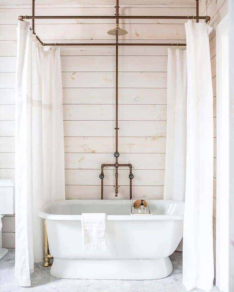 minimalist white shower curtain