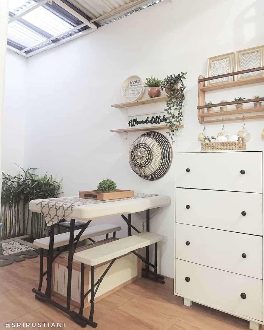 All white small dining room