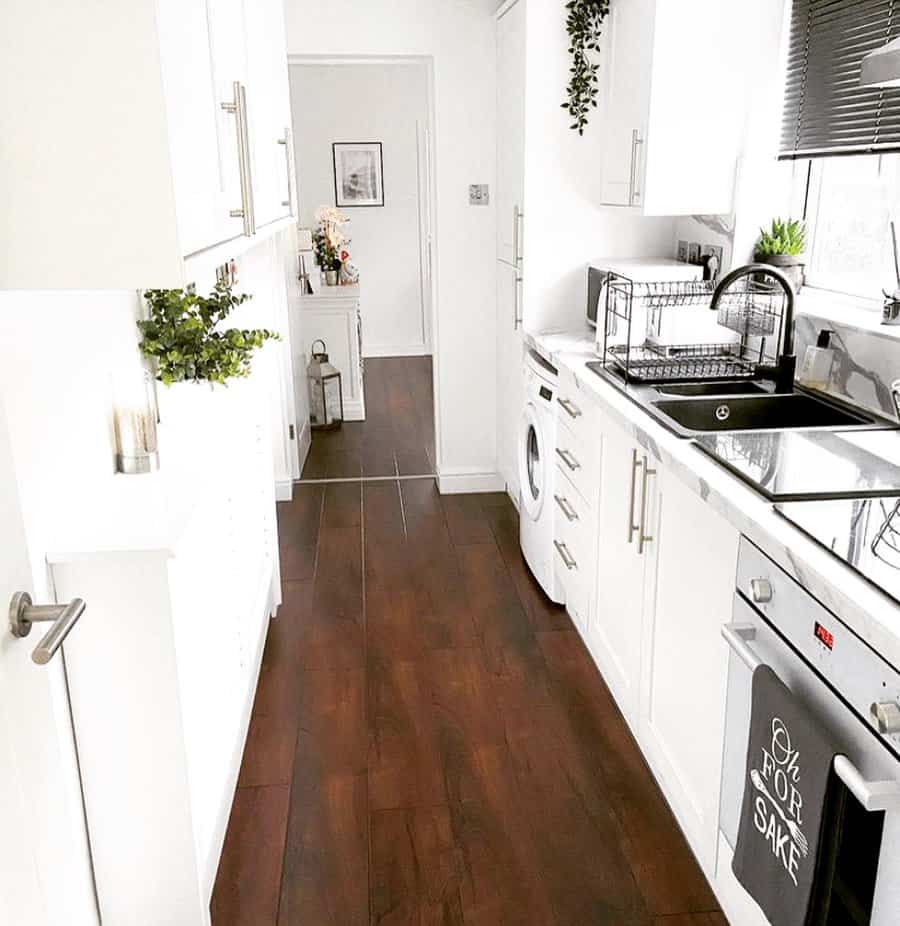 White small galley kitchen