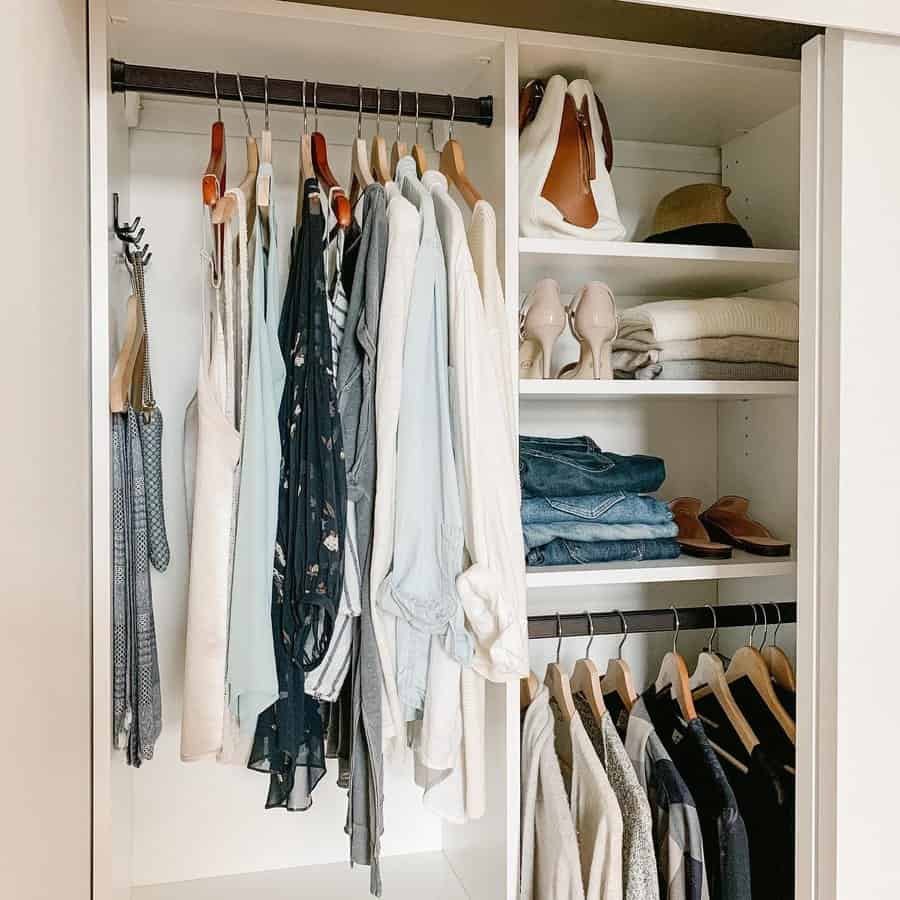 Color coordinated small closet