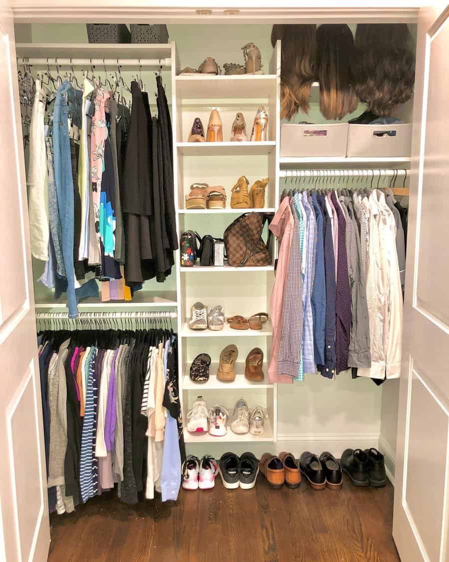 Small closet with footwear organizer