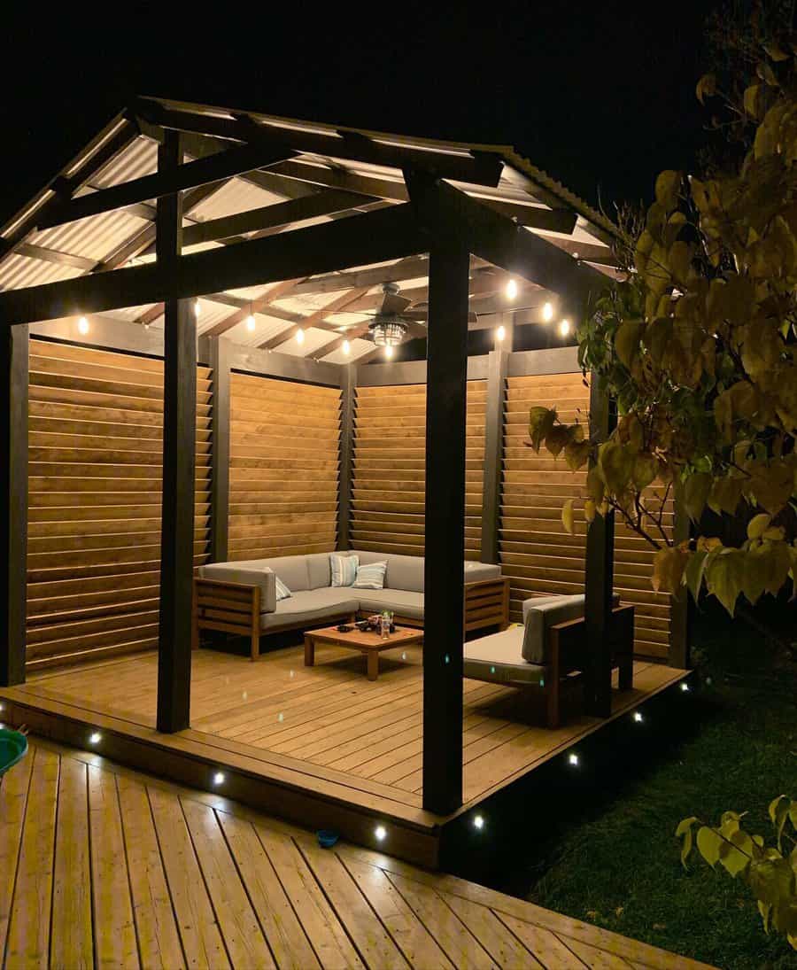 backyard pavilion with privacy wall