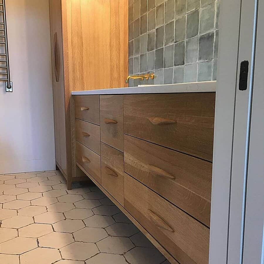 Wood bathroom cabinet