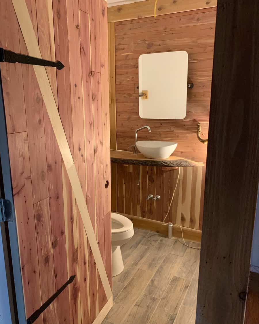 Wooden bathroom door