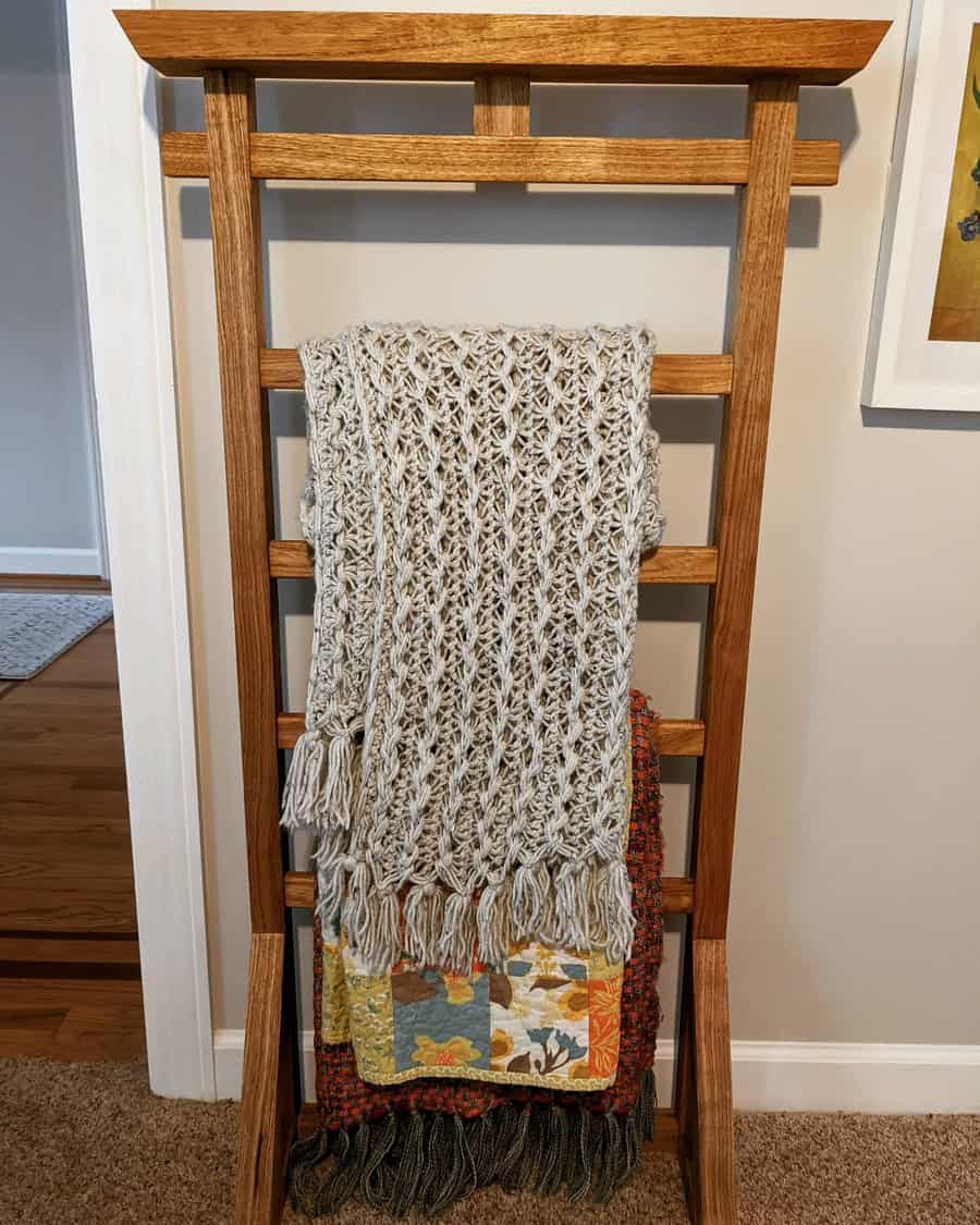 Wooden rack for blanket storage