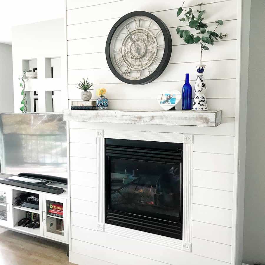 Shiplap fireplace wall