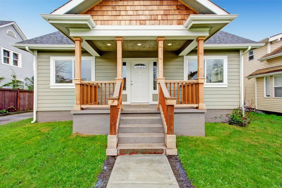 Wooden porch railing