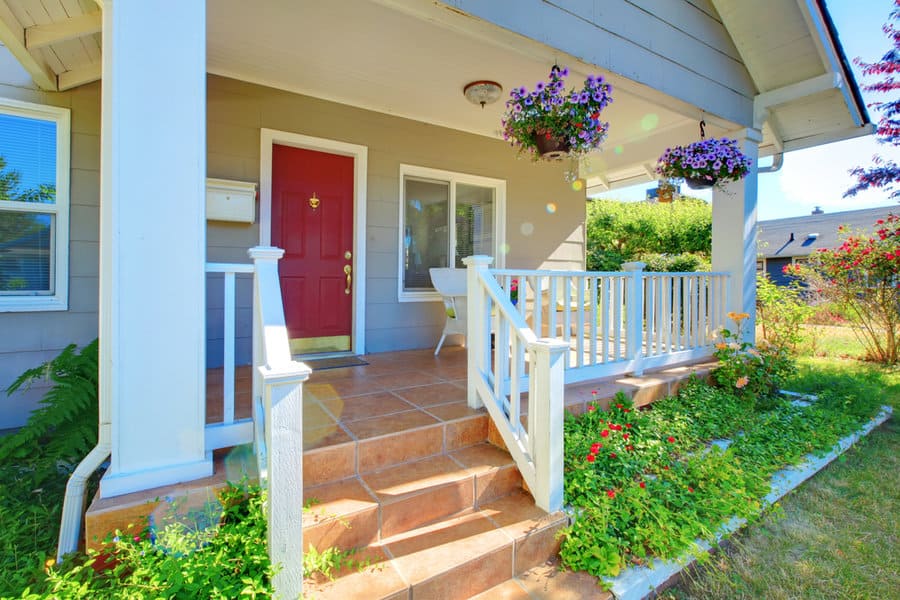 Classic white porch railing