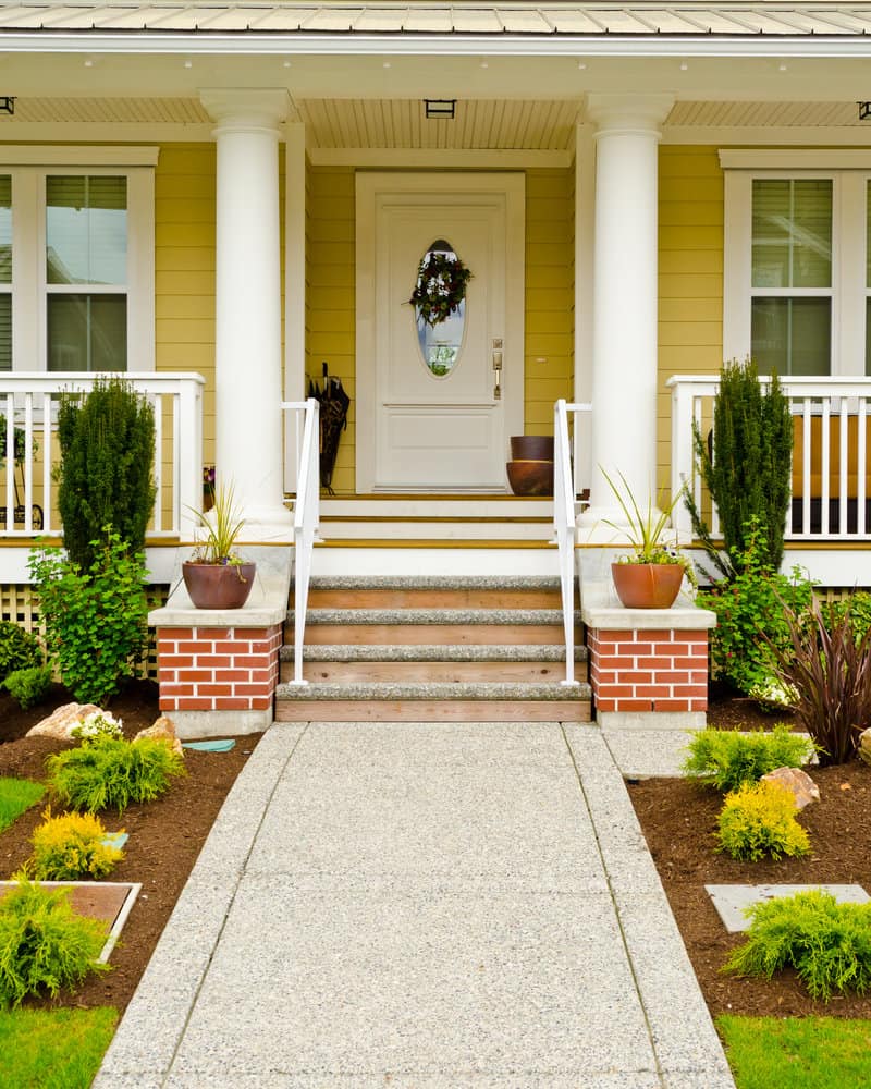 Classic white porch railing