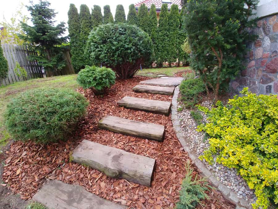 Wood garden path