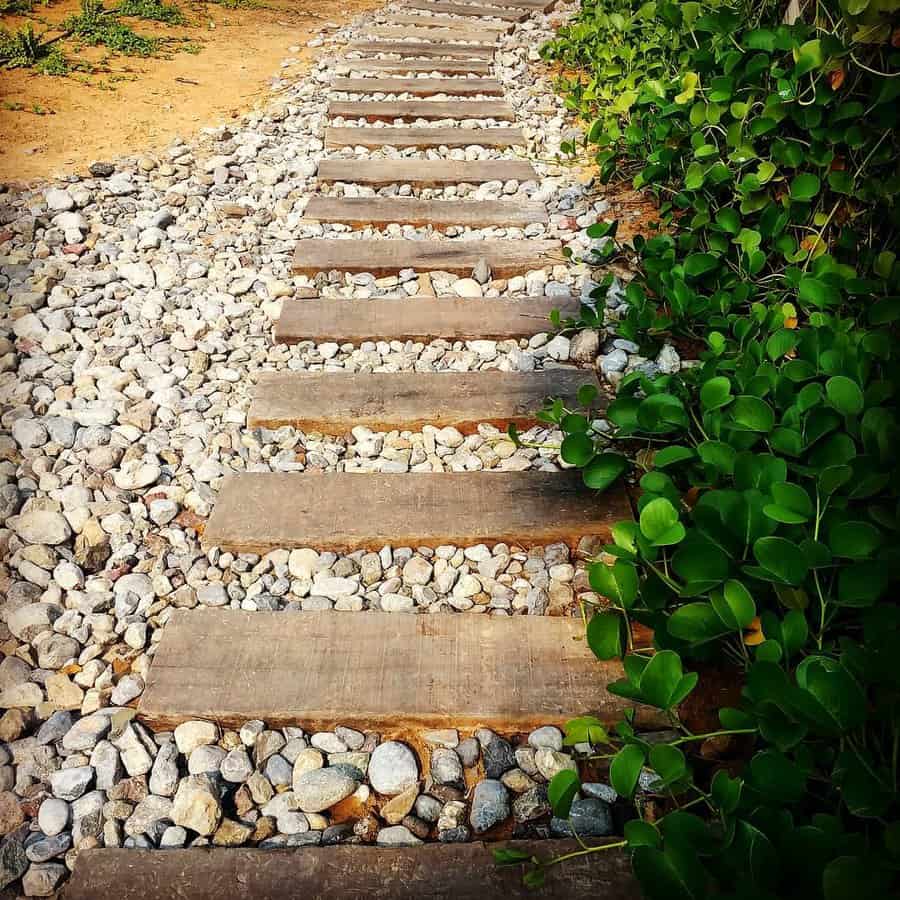 Wood garden path