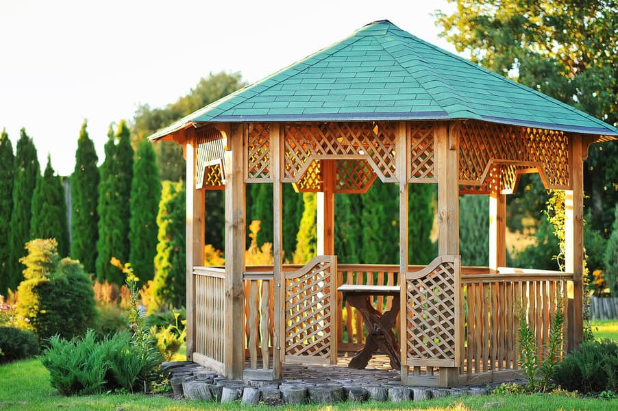 Round wooden gazebo