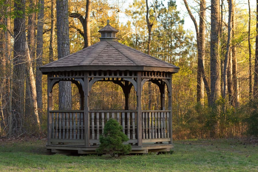 Round wooden gazebo