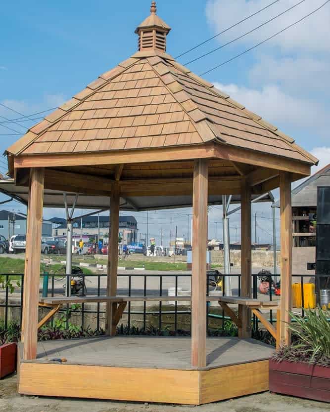 Round wooden gazebo