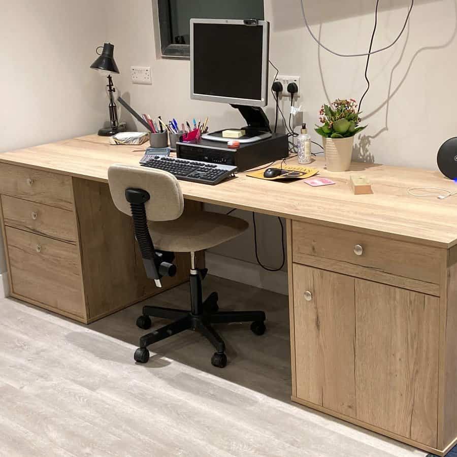 Natural wood desk