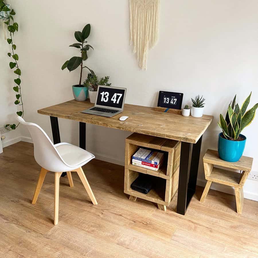 Natural wood desk