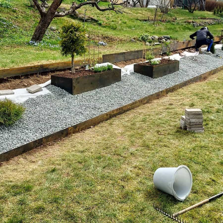 Railroad ties retaining wall