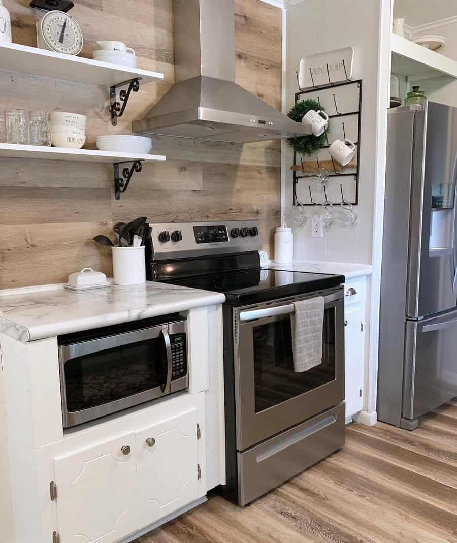 Wooden kitchen backsplash