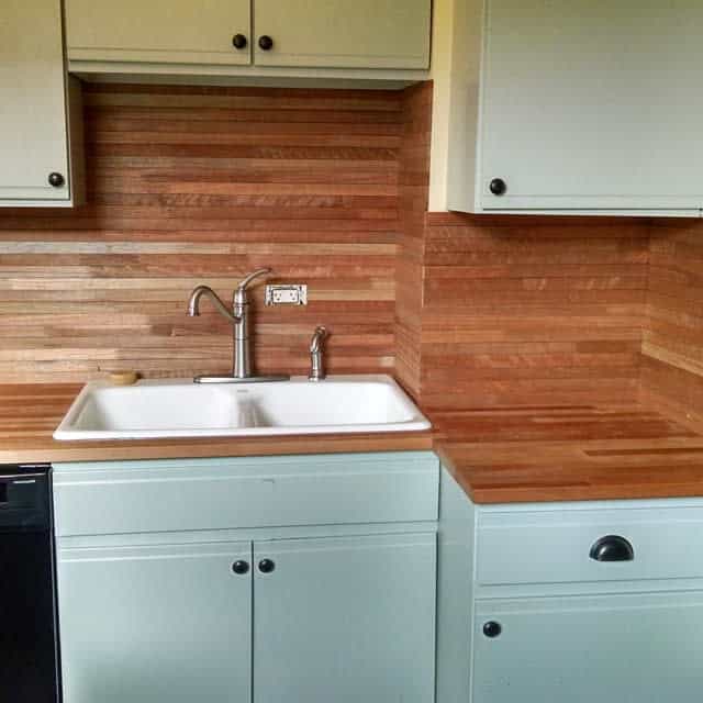 Wood backsplash for kitchen