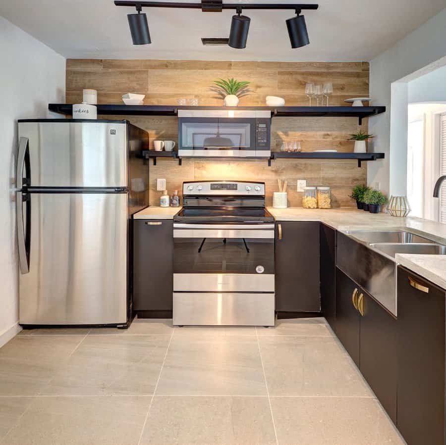 Wooden kitchen backsplash