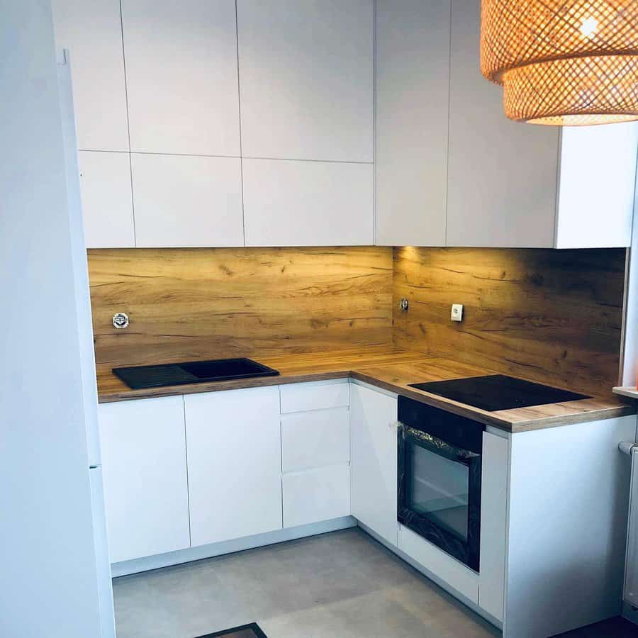 Wooden kitchen backsplash