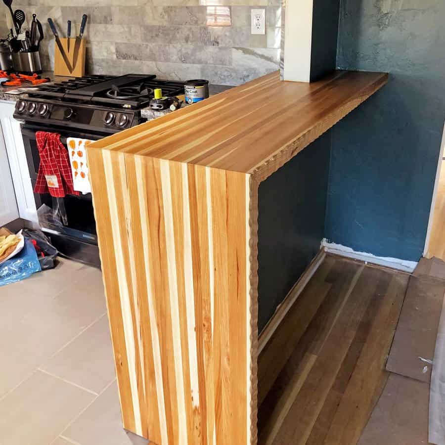 Wooden kitchen bar