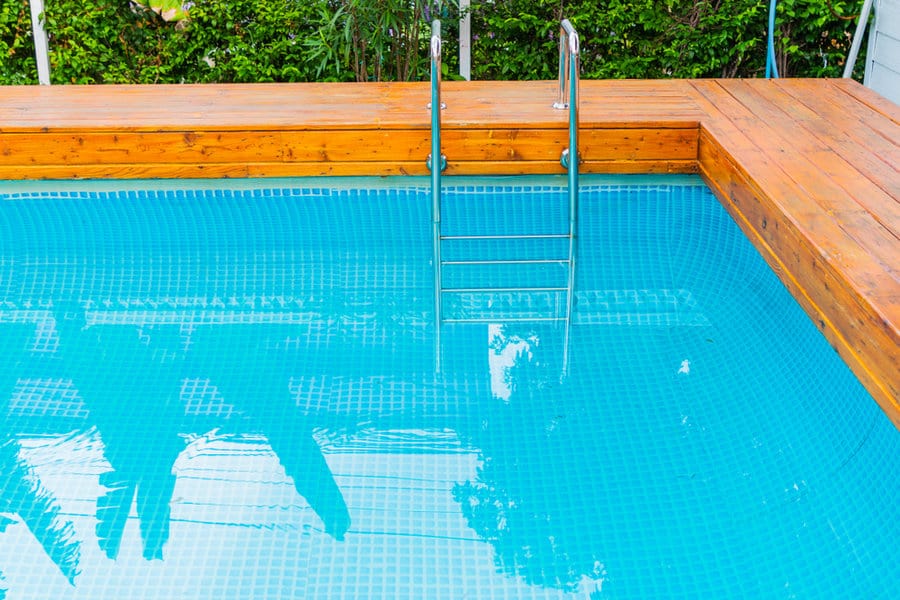 wooden pool coping