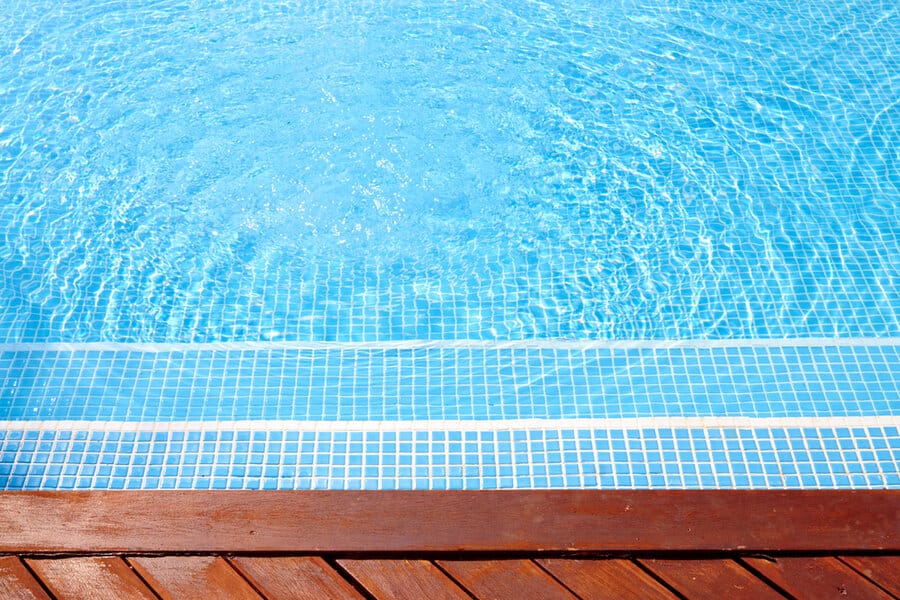 wooden pool coping