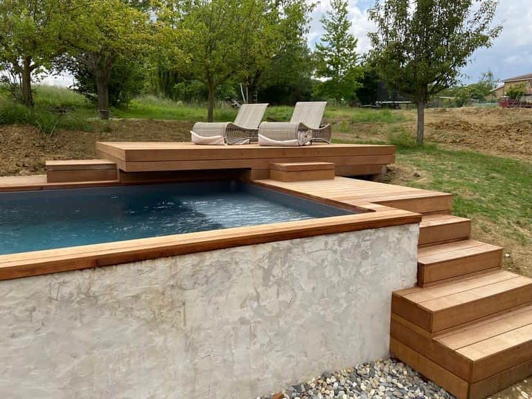 Wood pool coping