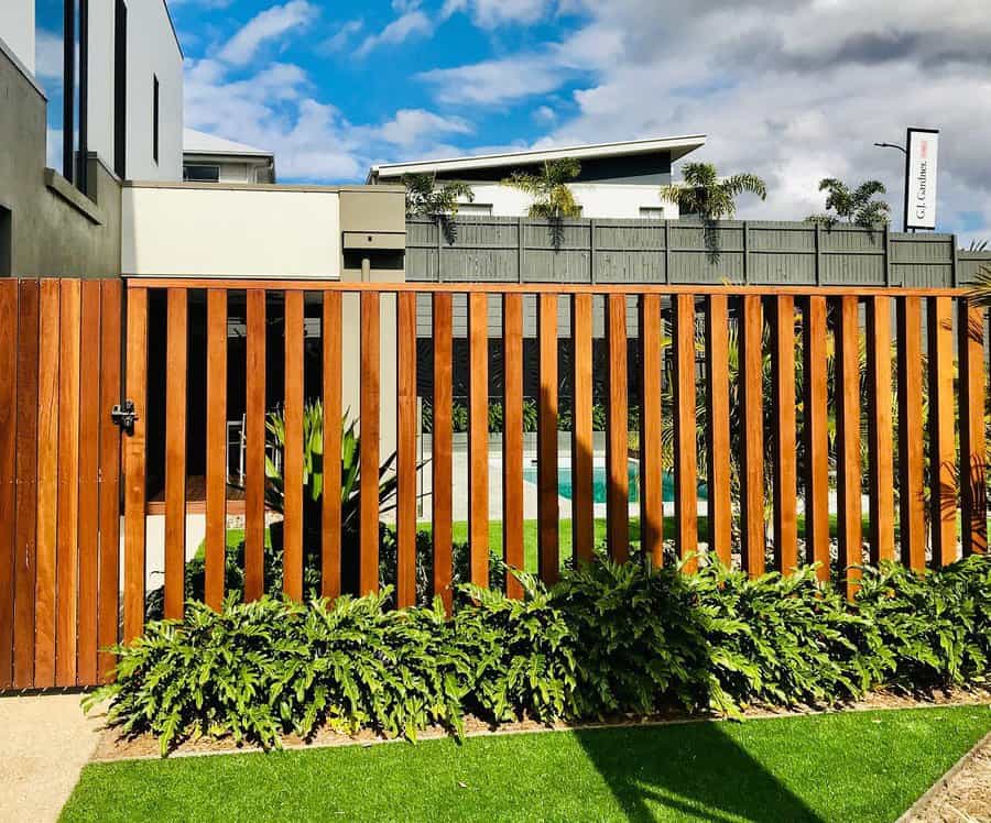 Wood pool fence