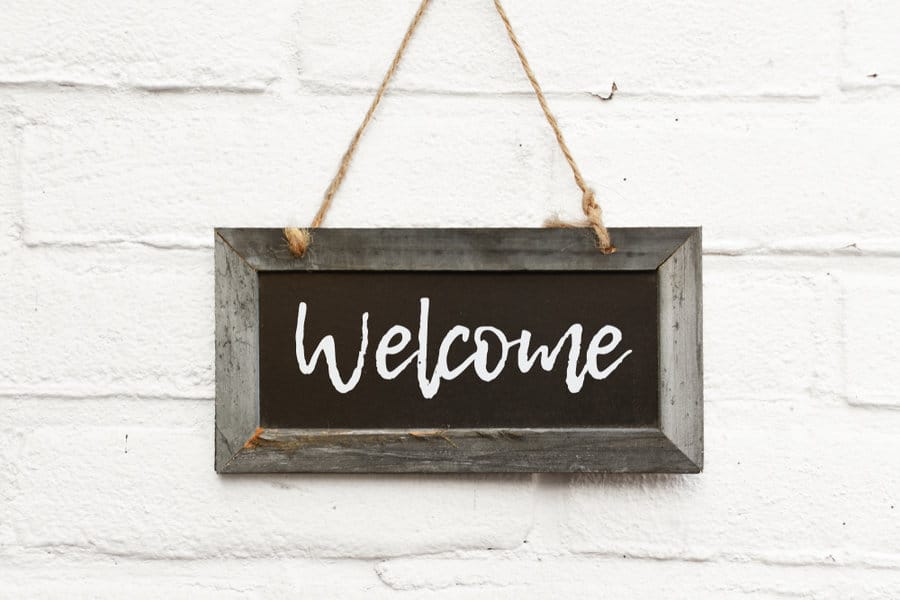 Wooden welcome sign