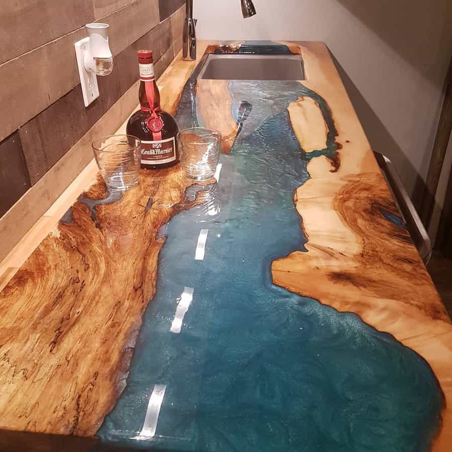 Resin wood countertop