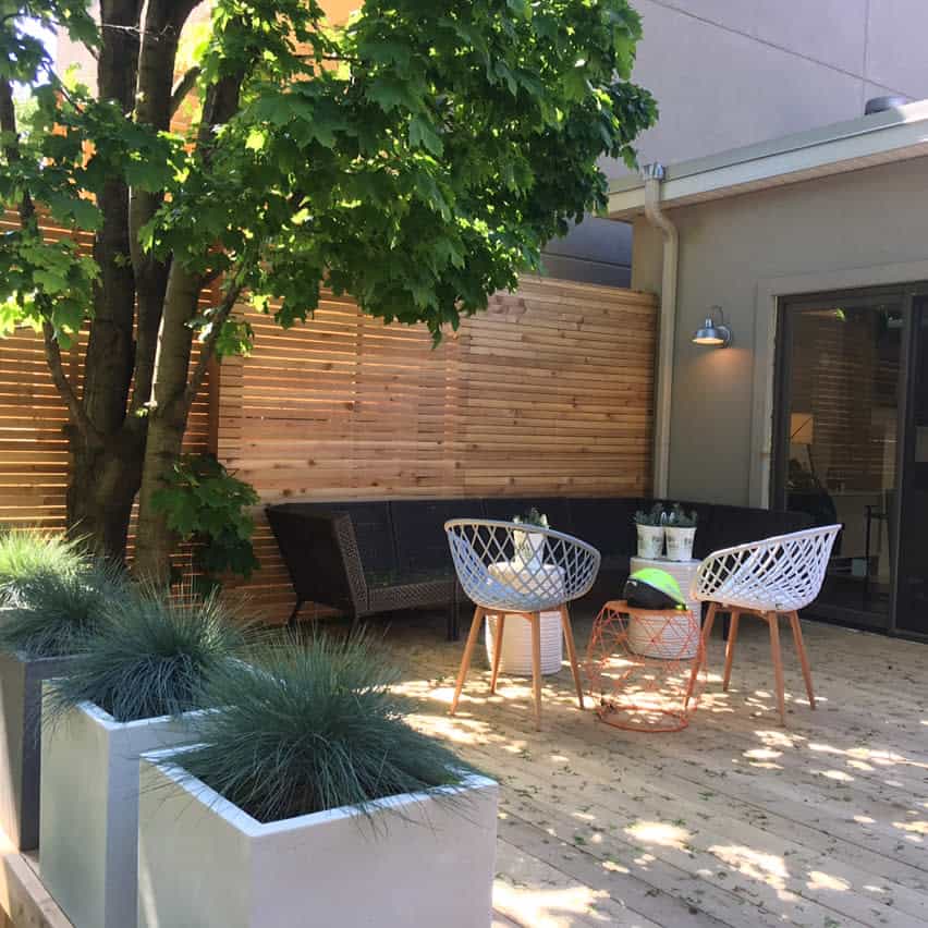 apartment patio with privacy fence