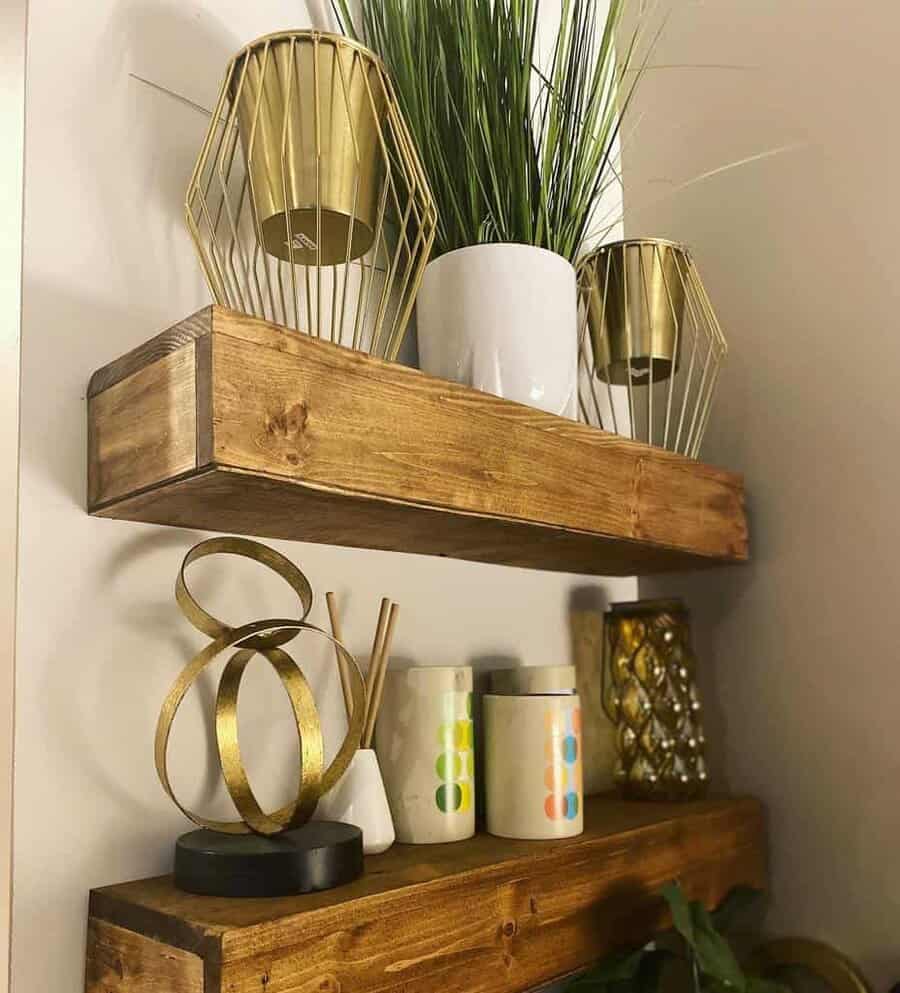 Wooden floating shelves