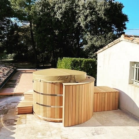 Wooden hot tub decks