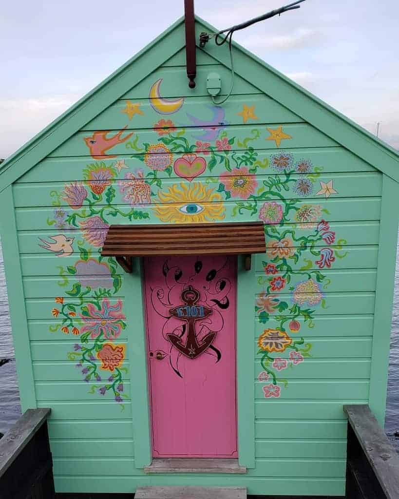 single shed door with hanging decor