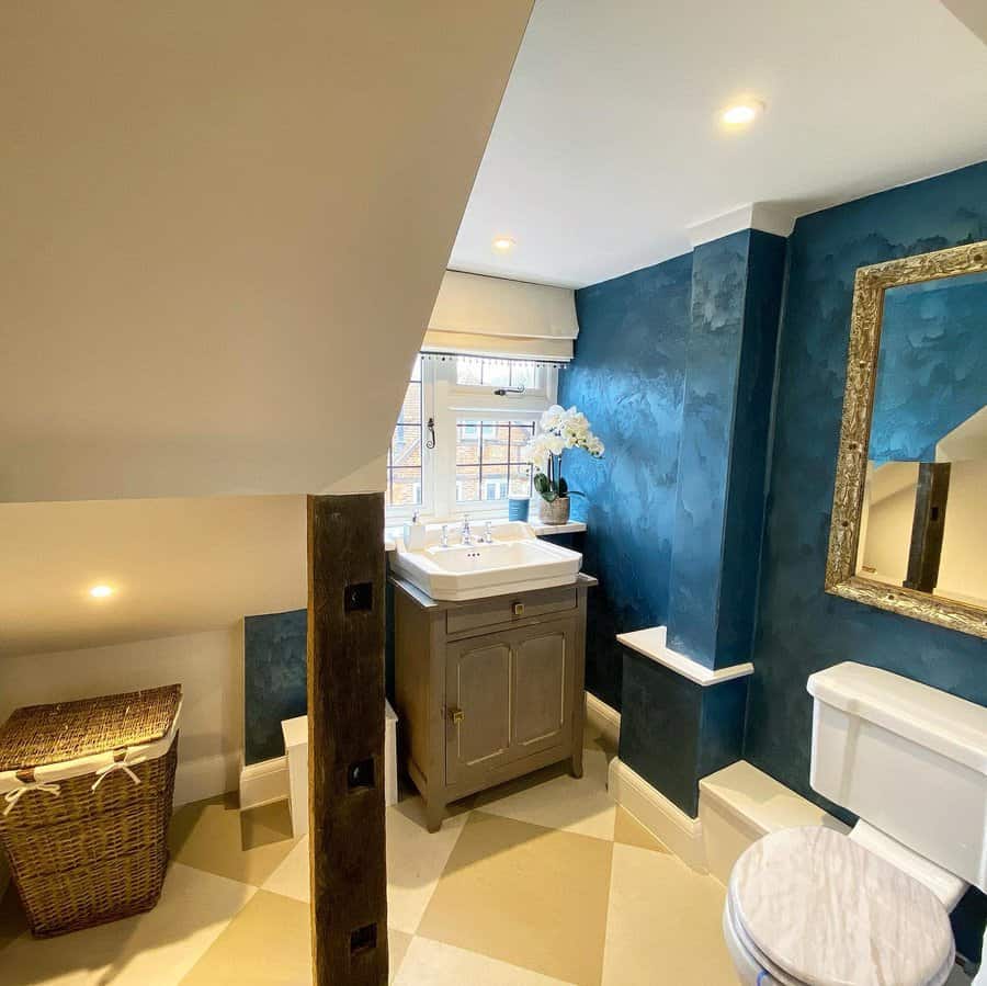 Accent Wall Blue Bathroom Ideas at the graces