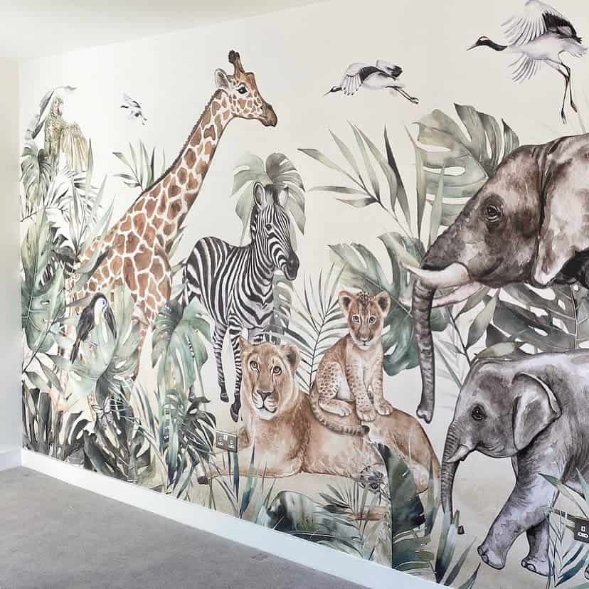 Tropical animals mural