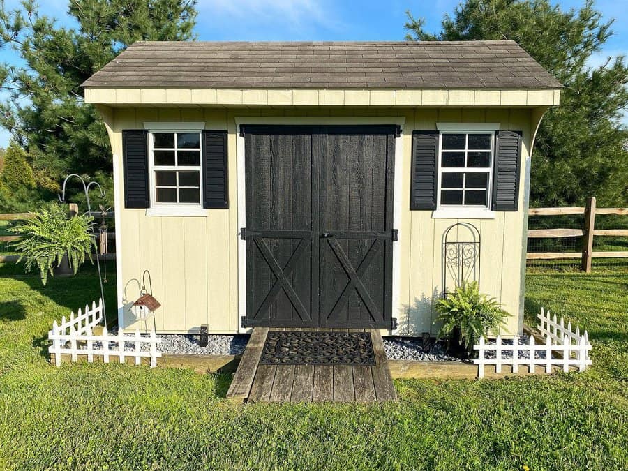 Garden shed with landscape