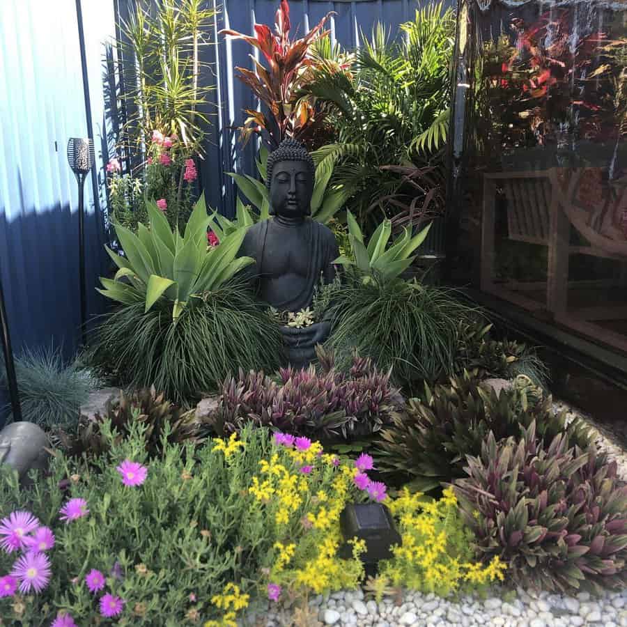 zen garden with statue